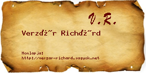 Verzár Richárd névjegykártya